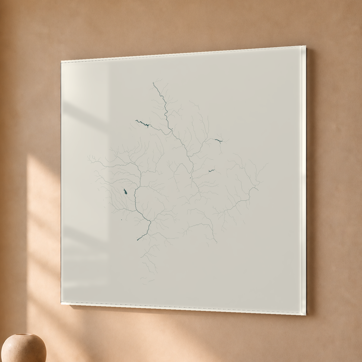 Beautiful Rivers — Kosovo — Natural e luminosa, Acrílico · 50 × 50 cm, Sem margem
