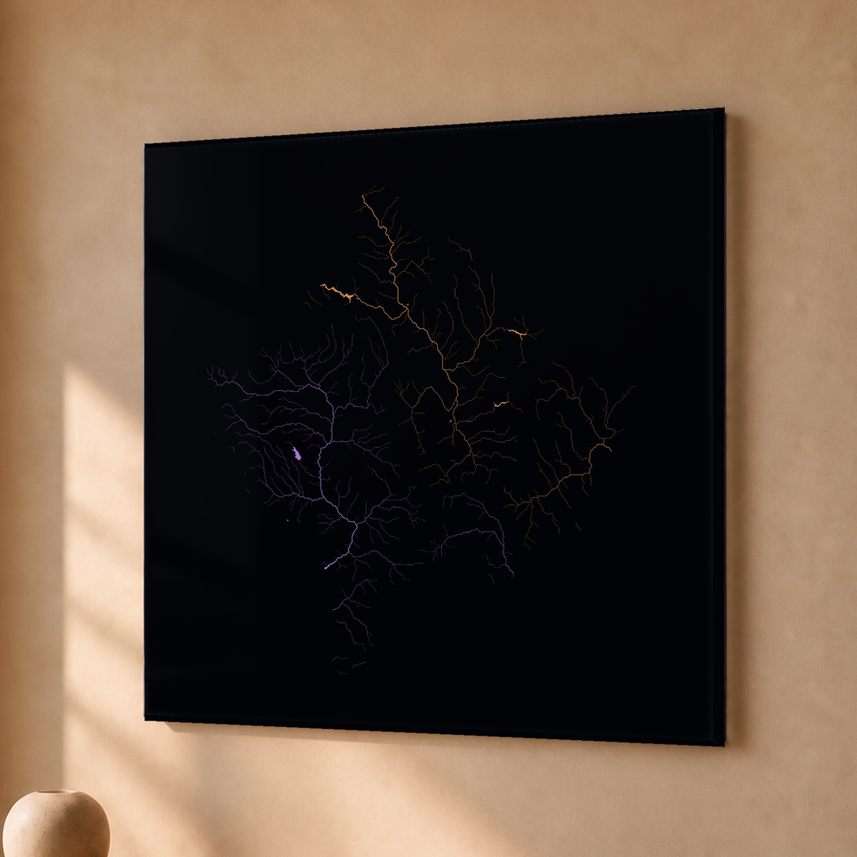 Beautiful Rivers — Kosovo — Neon por território, Acrílico · 50 × 50 cm, Sem margem