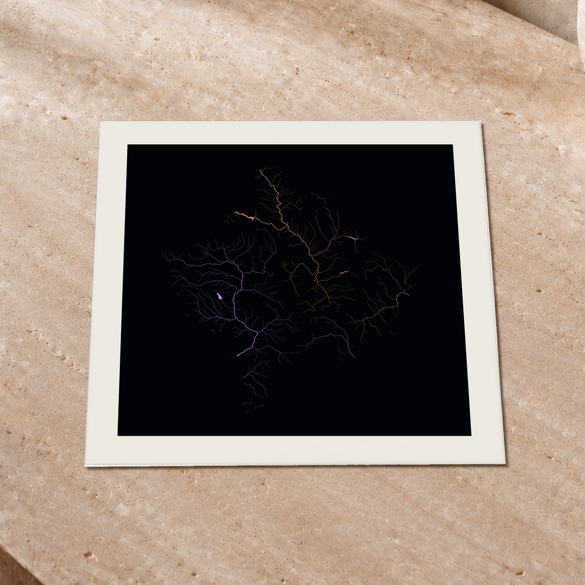 Beautiful Rivers — Kosovo — Neon por território, Impressão fine art · 30 × 30 cm, Margem branca