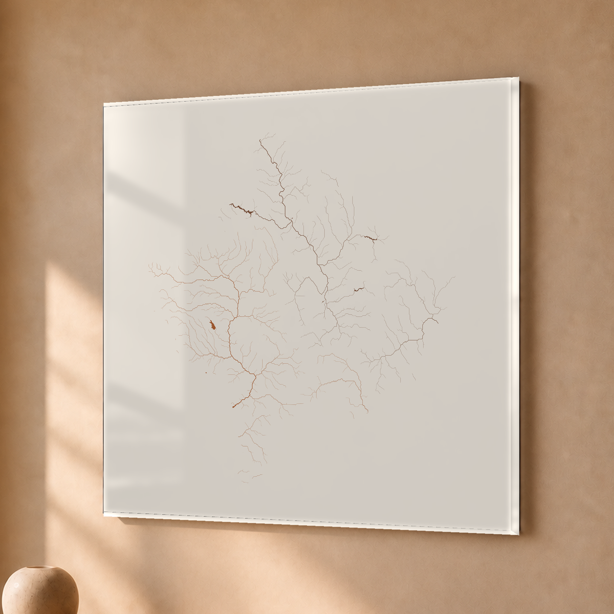 Beautiful Rivers — Kosovo — Terracota e areia, Acrílico · 50 × 50 cm, Sem margem