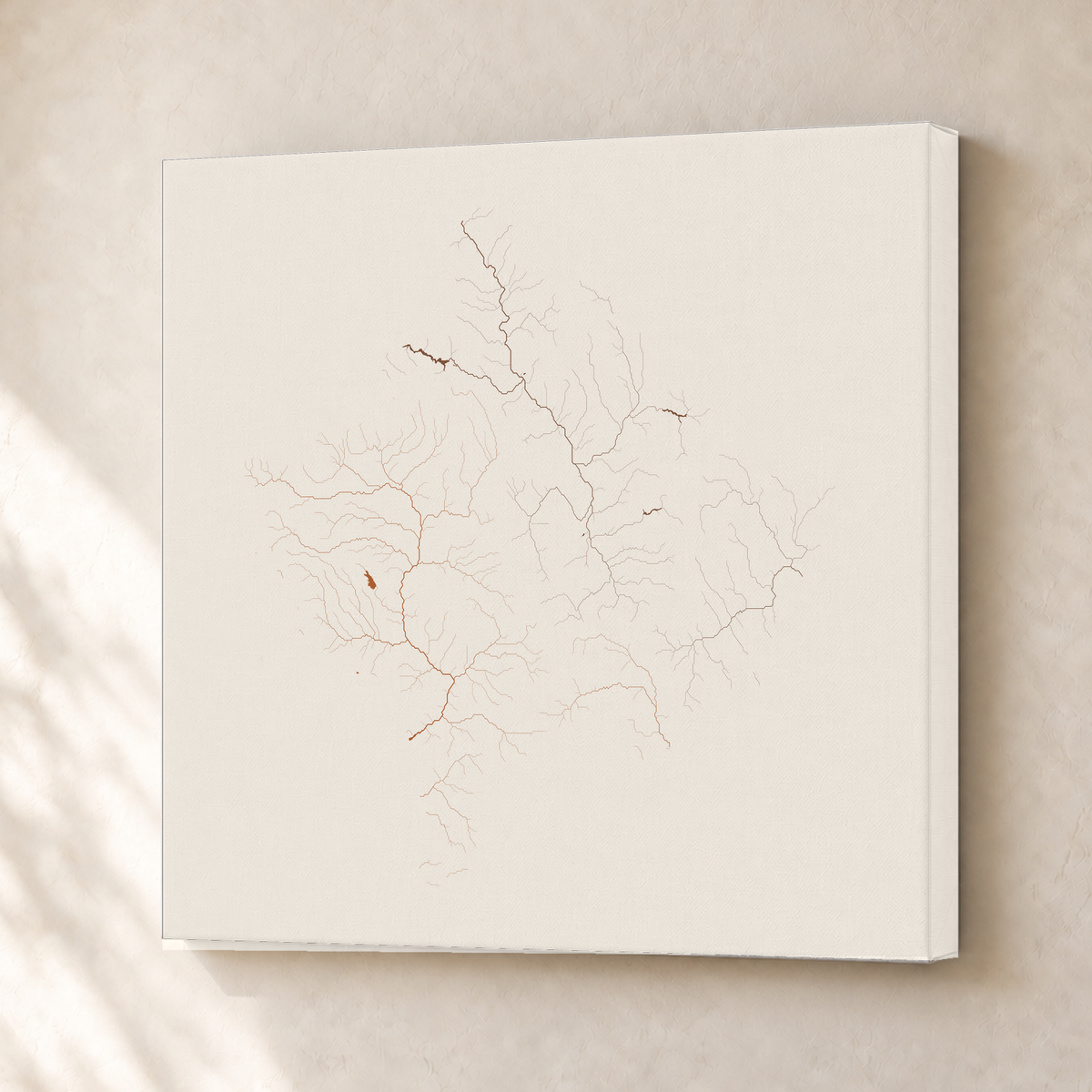 Beautiful Rivers — Kosovo — Terracota e areia, Canvas · 30 × 30 cm, Sem margem