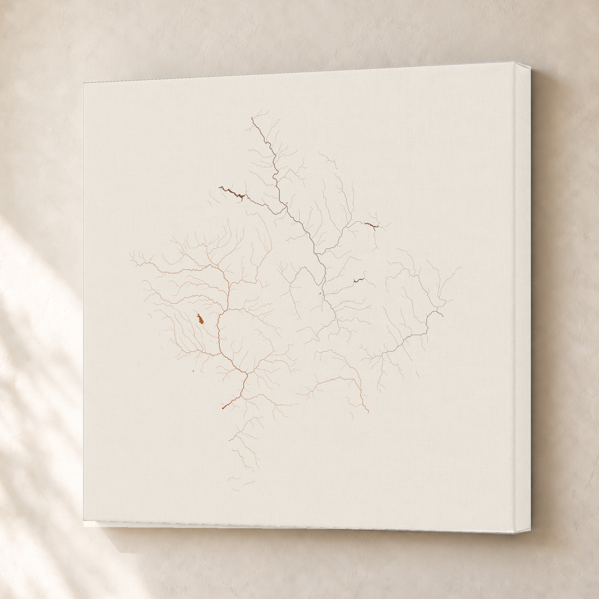 Beautiful Rivers — Kosovo — Terracota e areia, Canvas · 50 × 50 cm, Sem margem