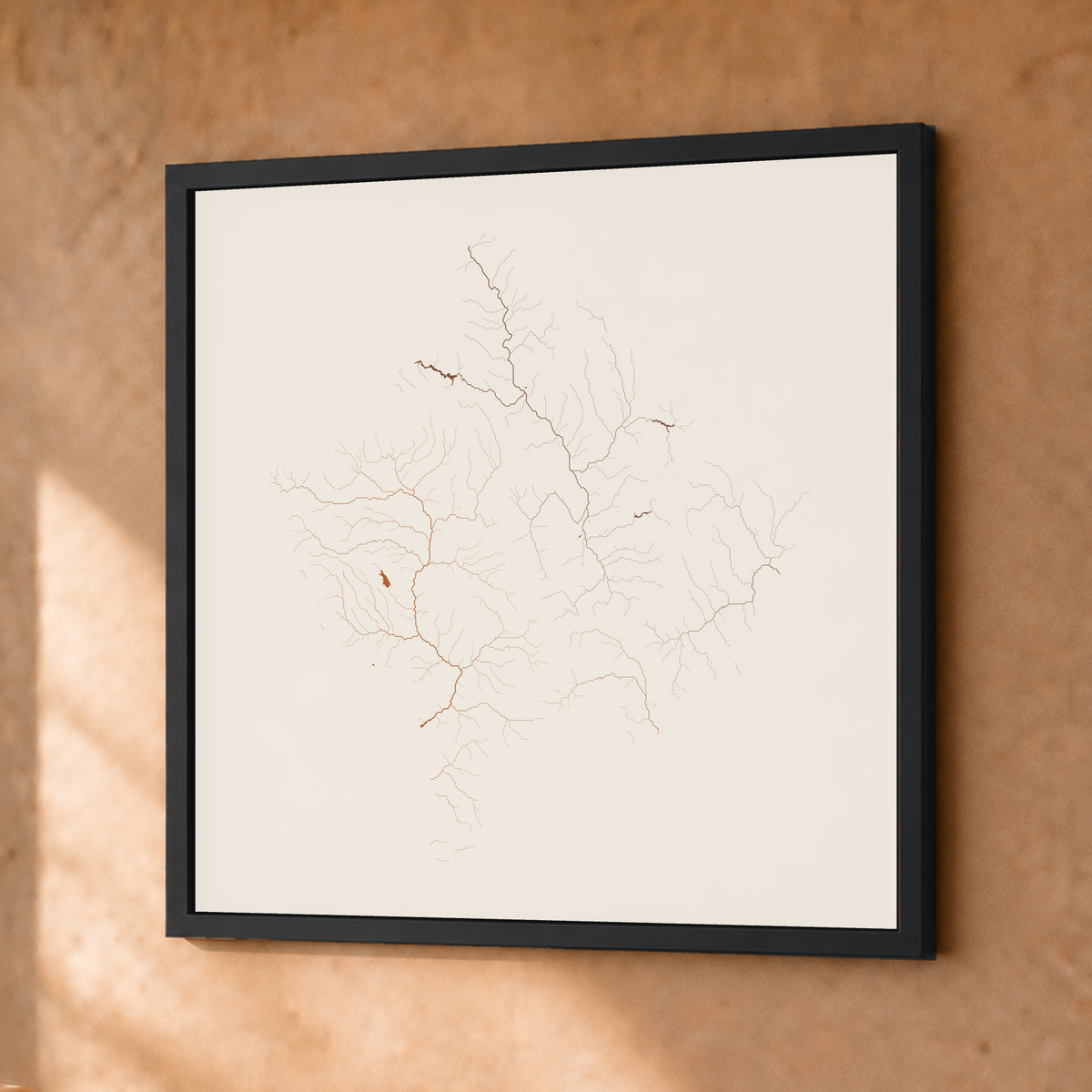 Beautiful Rivers — Kosovo — Terracota e areia, Fine art emoldurado · 30 × 30 cm, Preto · Sem margem