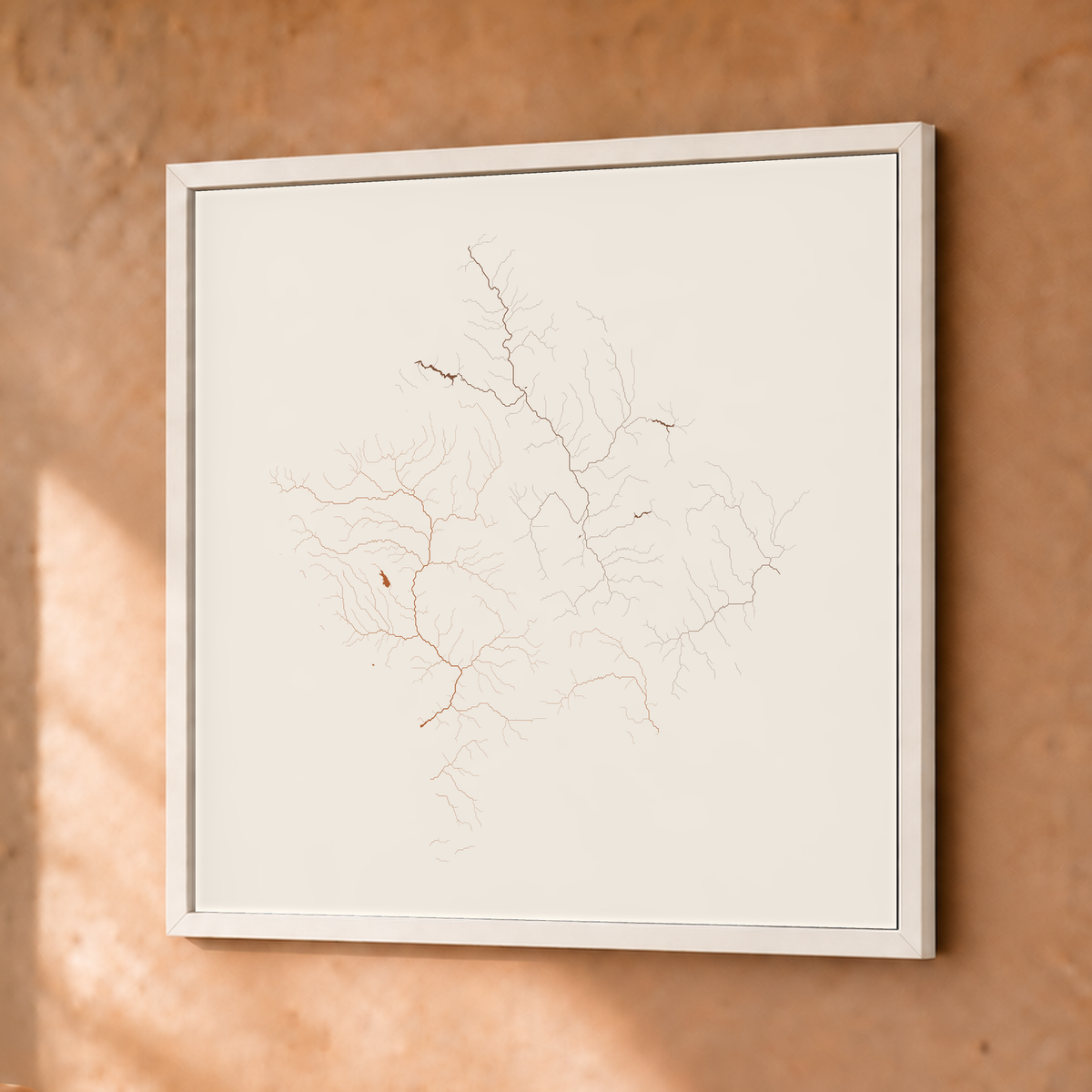 Beautiful Rivers — Kosovo — Terracota e areia, Fine art emoldurado · 30 × 30 cm, Branco · Sem margem