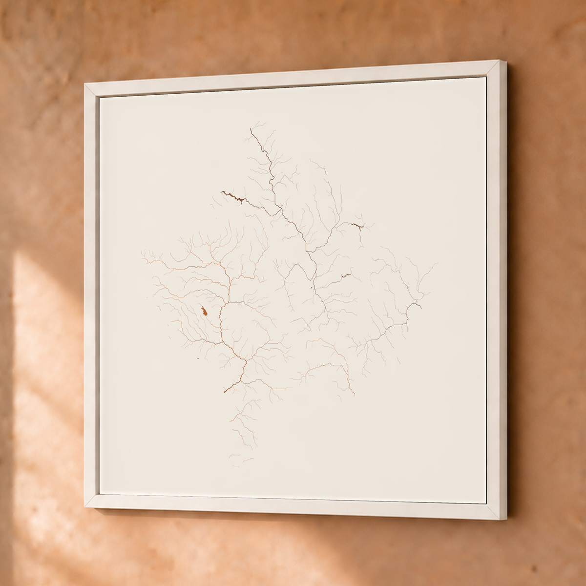 Beautiful Rivers — Kosovo — Terracota e areia, Fine art emoldurado · 50 × 50 cm, Branco · Sem margem