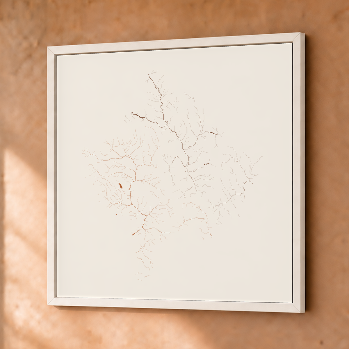 Beautiful Rivers — Kosovo — Terracota e areia, Fine art emoldurado · 76 × 76 cm, Branco · Sem margem