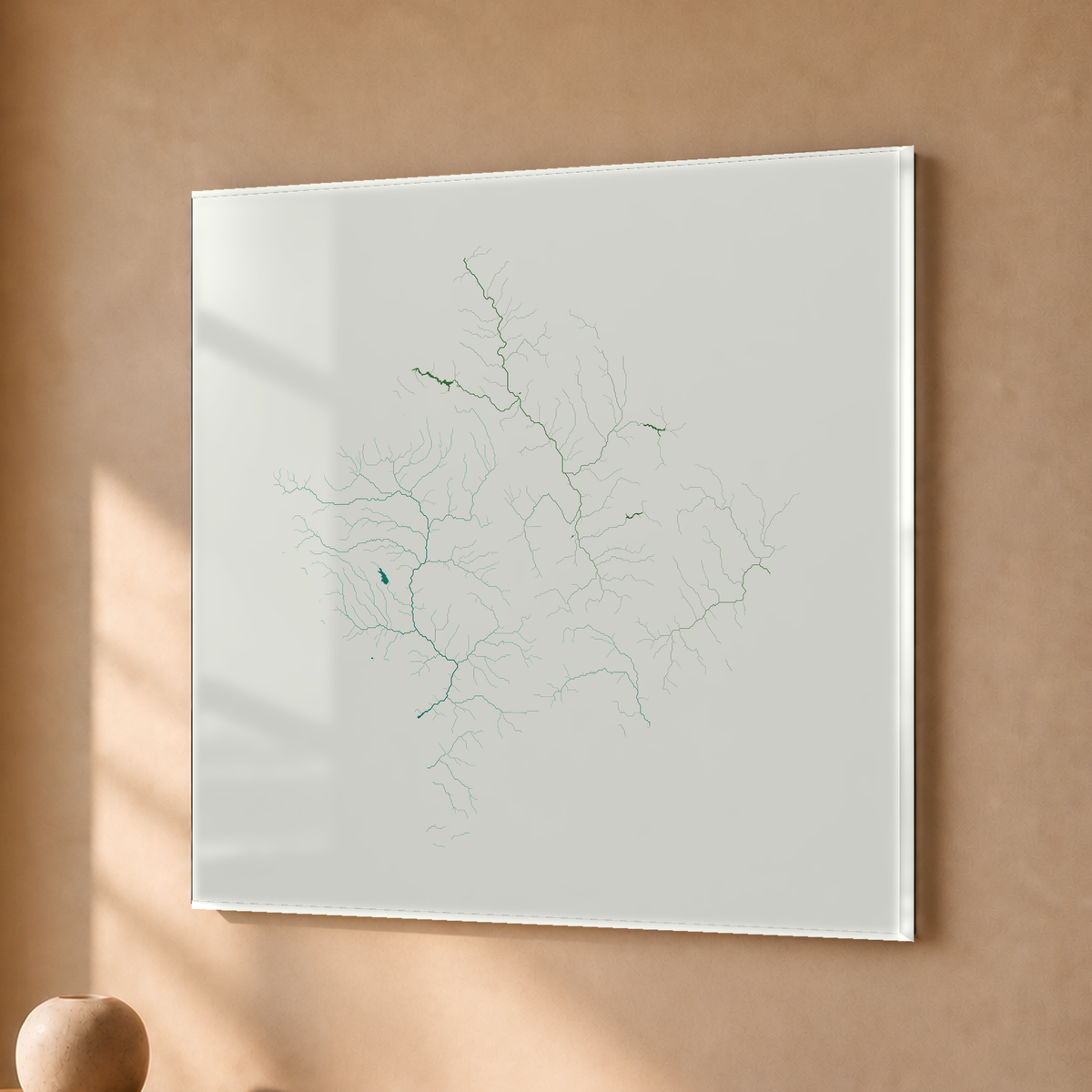 Beautiful Rivers — Kosovo — Verde jade e porcelana, Acrílico · 30 × 30 cm, Sem margem