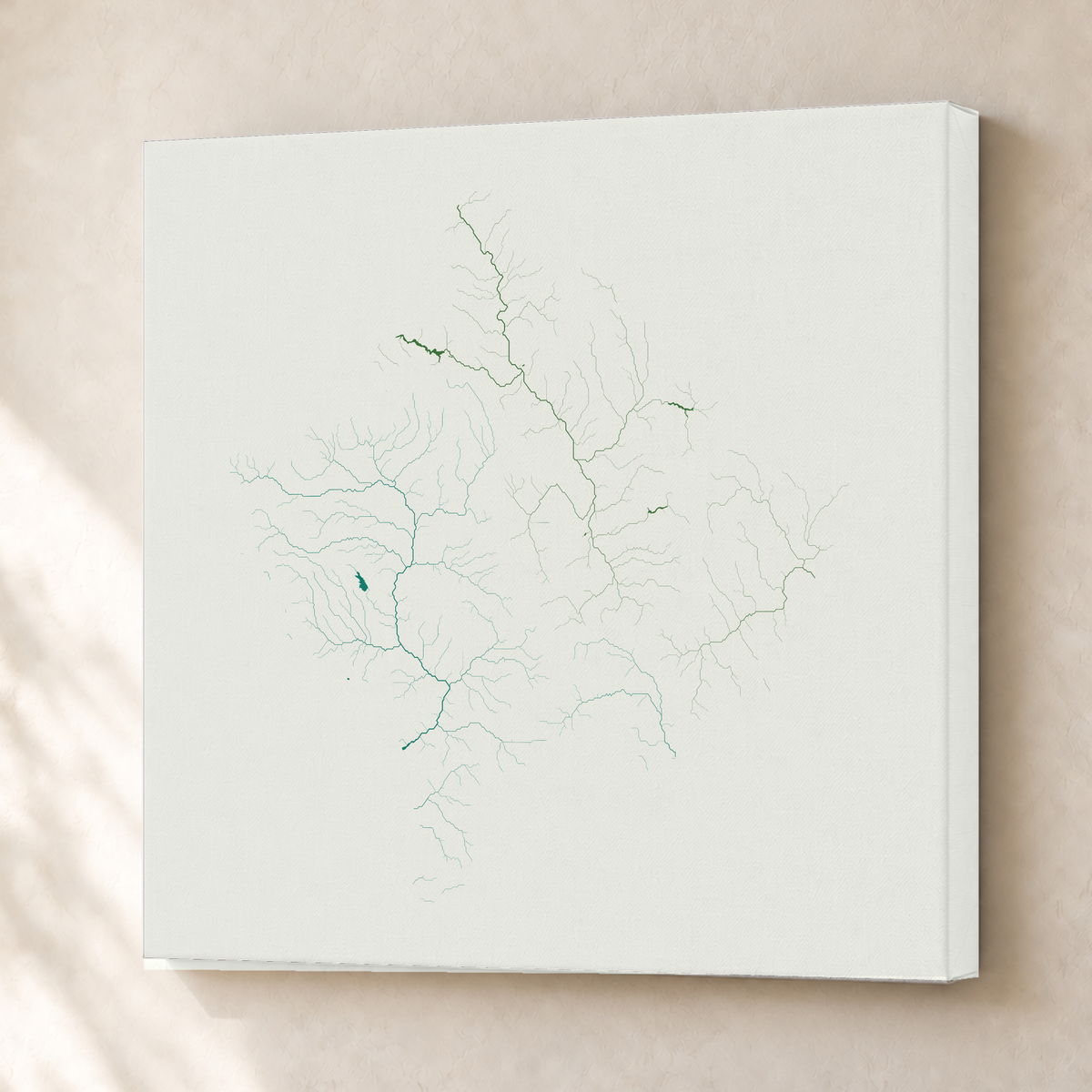 Beautiful Rivers — Kosovo — Verde jade e porcelana, Canvas · 76 × 76 cm, Sem margem