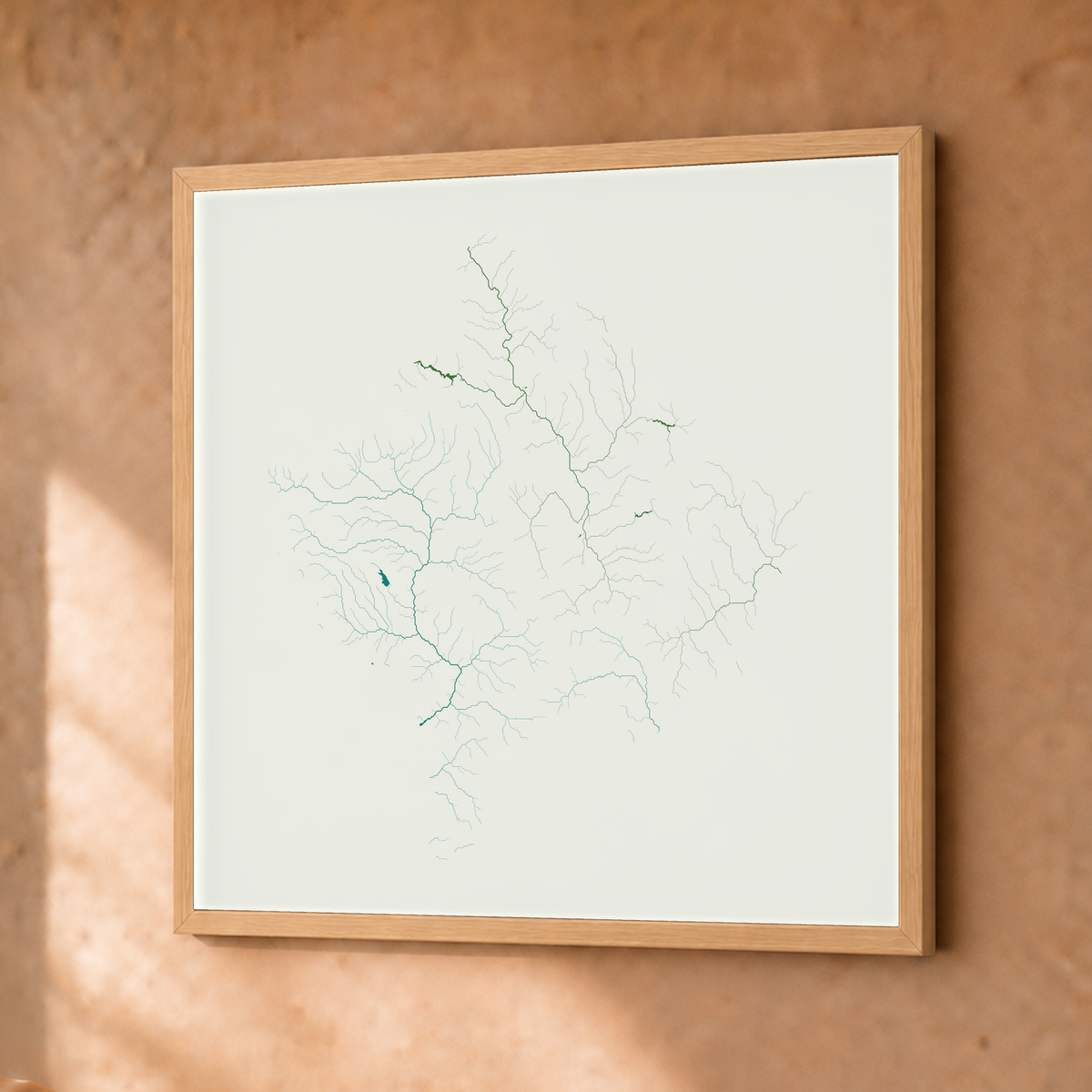 Beautiful Rivers — Kosovo — Verde jade e porcelana, Fine art emoldurado · 30 × 30 cm, Natural · Sem margem