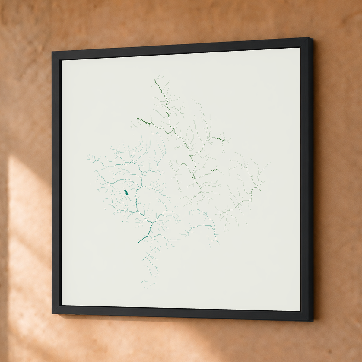 Beautiful Rivers — Kosovo — Verde jade e porcelana, Fine art emoldurado · 50 × 50 cm, Preto · Sem margem