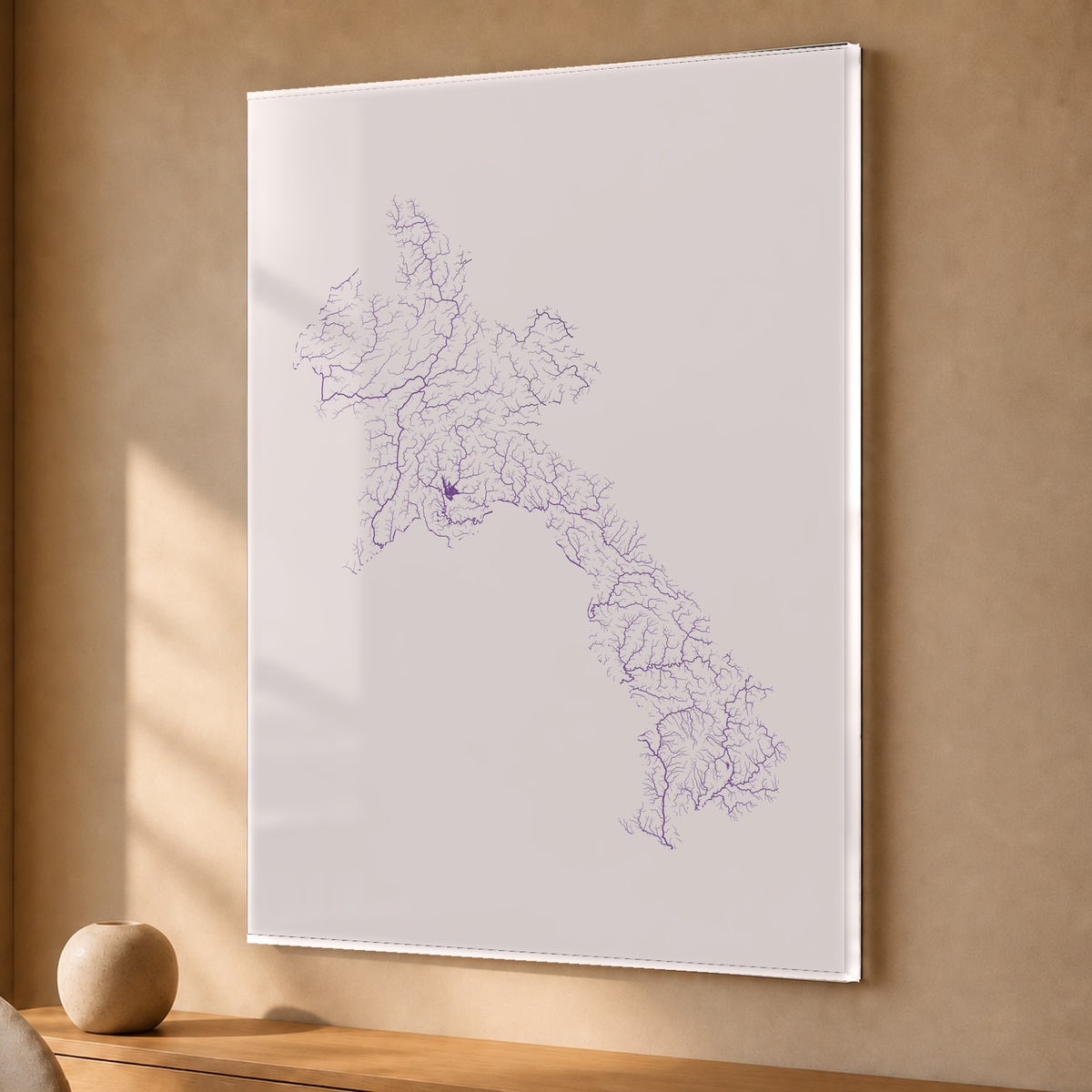 Beautiful Rivers — Laos — Ameixa e rosé, Acrílico · 30 × 40 cm, Sem margem