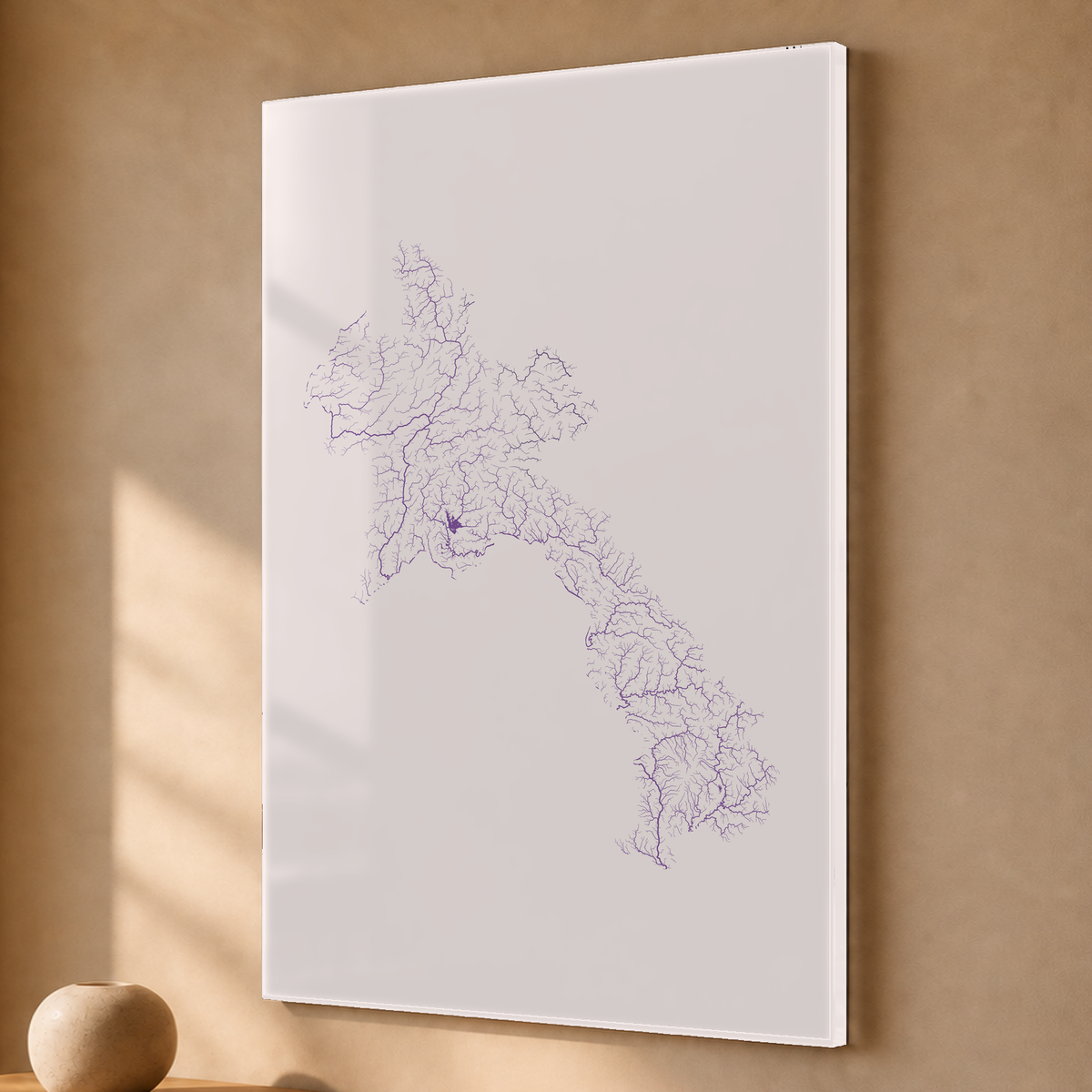 Beautiful Rivers — Laos — Ameixa e rosé, Acrílico · 40 × 60 cm, Sem margem