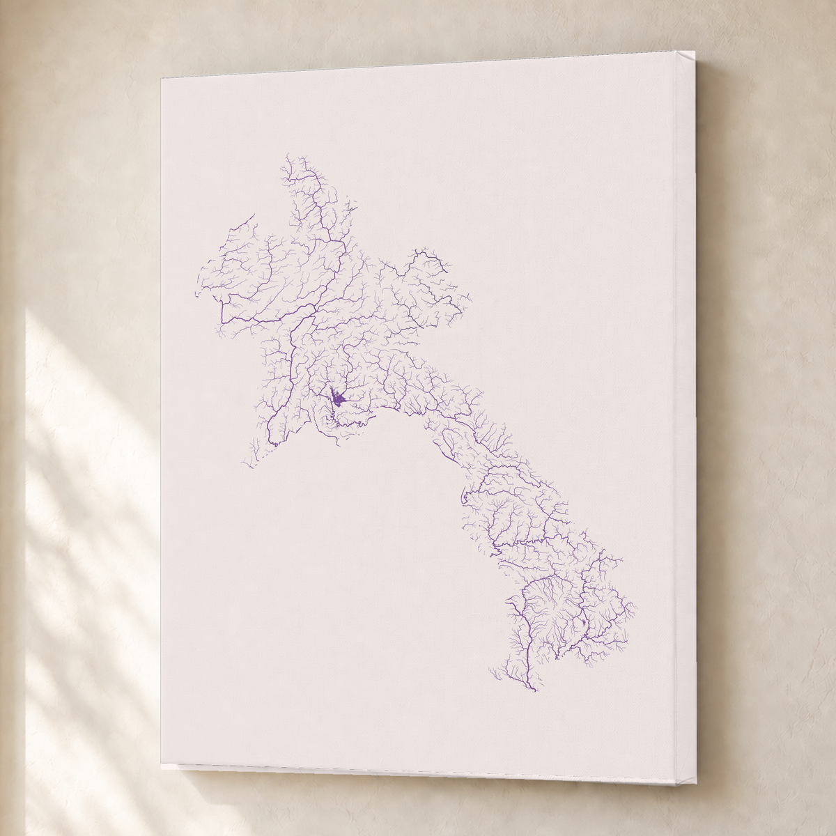 Beautiful Rivers — Laos — Ameixa e rosé, Canvas · 30 × 40 cm, Sem margem