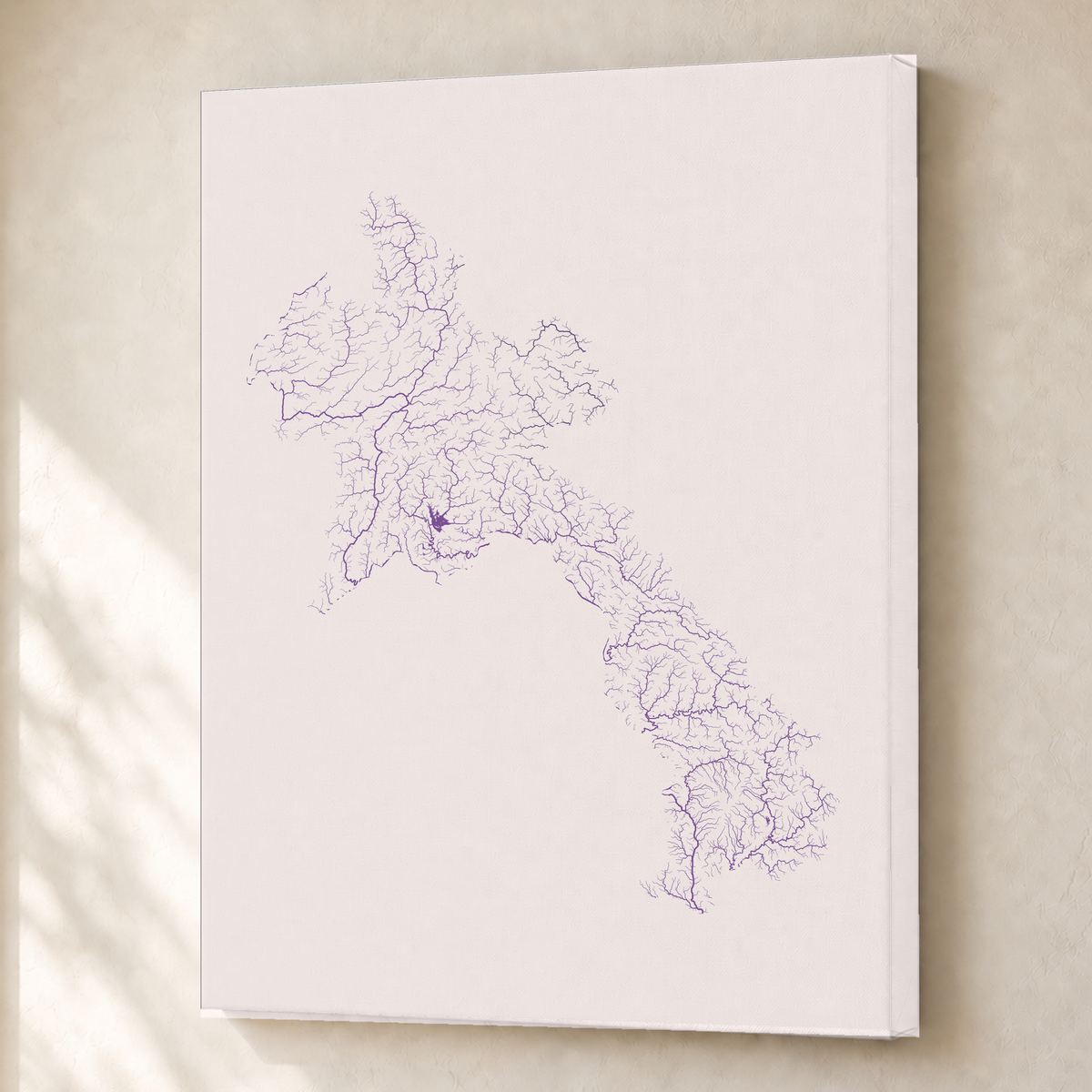 Beautiful Rivers — Laos — Ameixa e rosé, Canvas · 45 × 60 cm, Sem margem