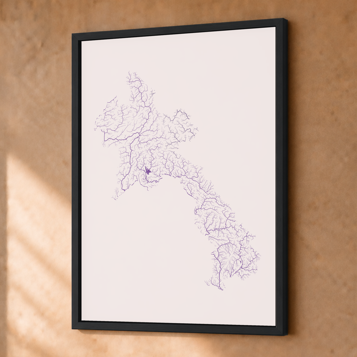 Beautiful Rivers — Laos — Ameixa e rosé, Fine art emoldurado · 30 × 40 cm, Preto · Sem margem