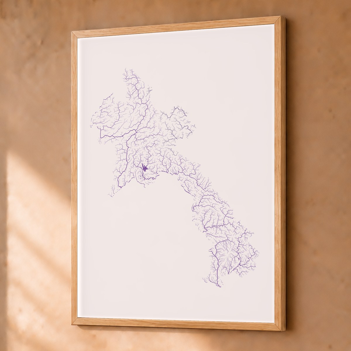 Beautiful Rivers — Laos — Ameixa e rosé, Fine art emoldurado · 45 × 60 cm, Natural · Sem margem
