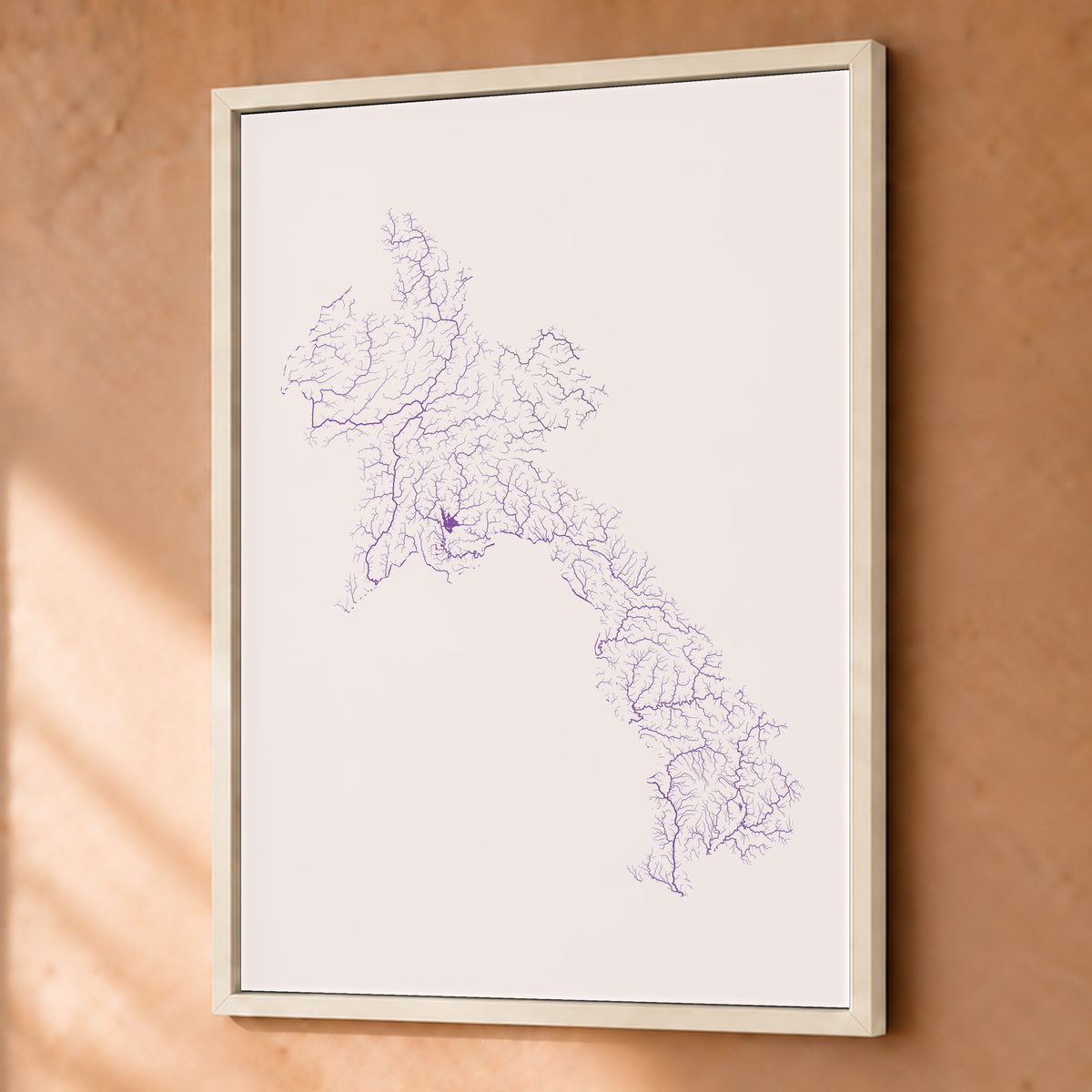 Beautiful Rivers — Laos — Ameixa e rosé, Fine art emoldurado · 45 × 60 cm, Branco · Sem margem