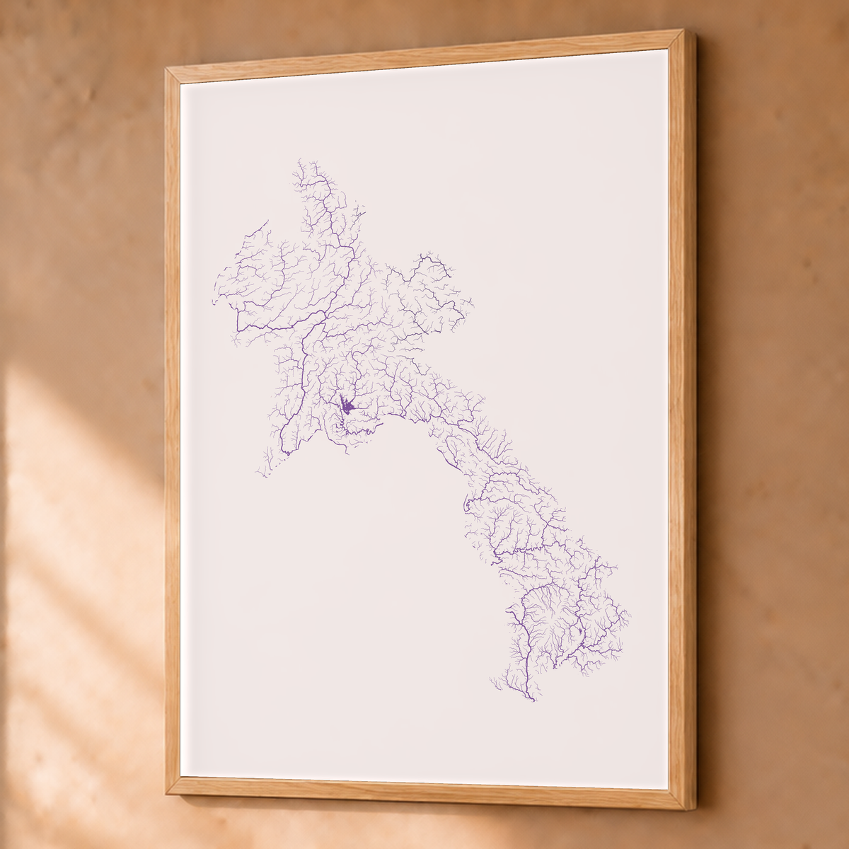 Beautiful Rivers — Laos — Ameixa e rosé, Fine art emoldurado · 60 × 80 cm, Natural · Sem margem