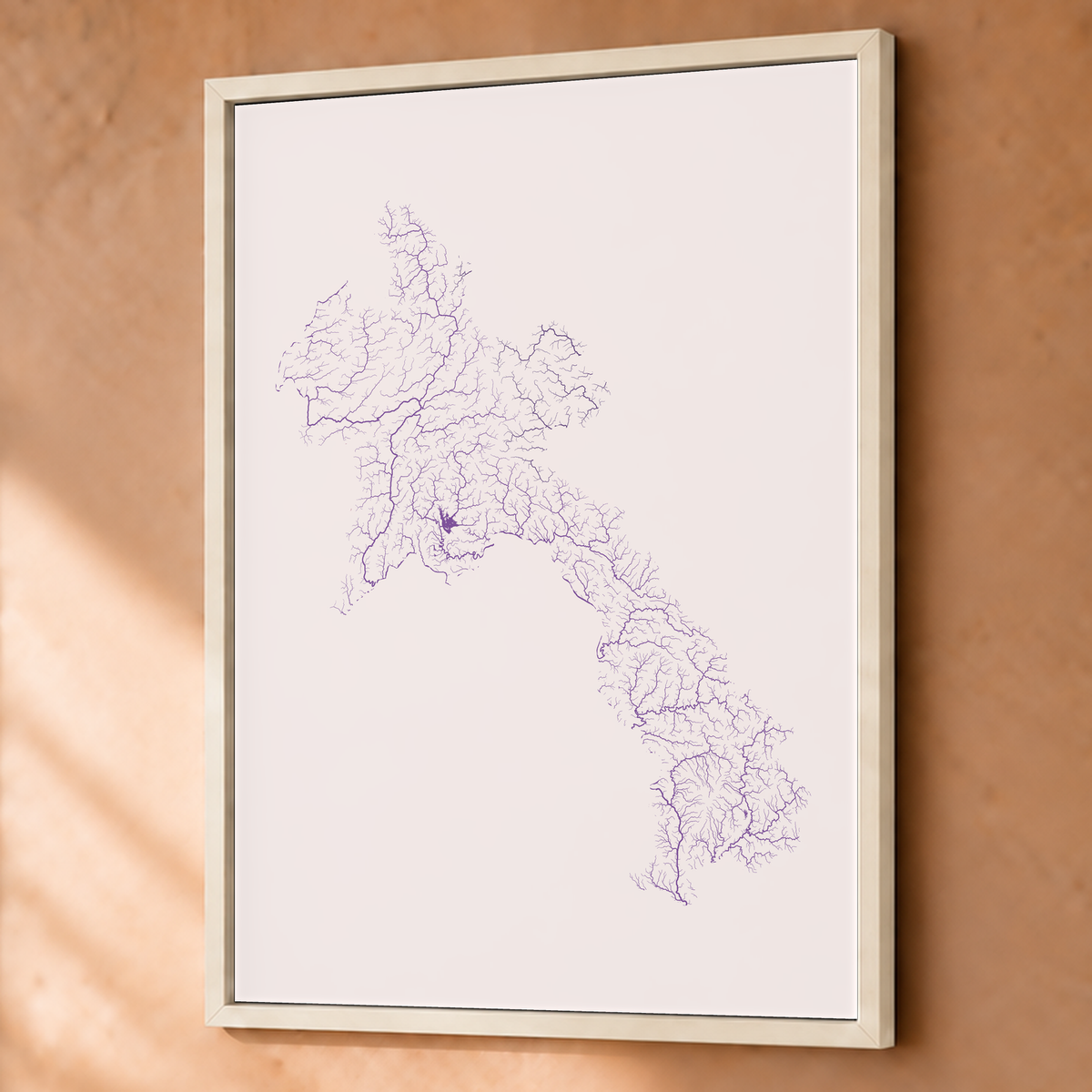 Beautiful Rivers — Laos — Ameixa e rosé, Fine art emoldurado · 60 × 80 cm, Branco · Sem margem