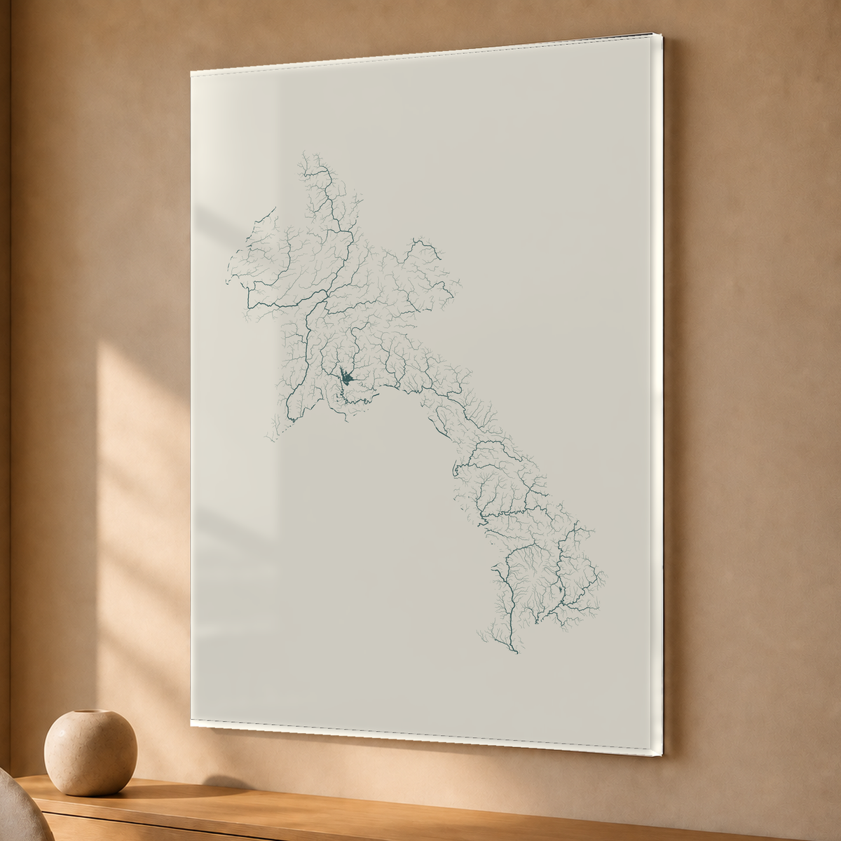 Beautiful Rivers — Laos — Natural e luminosa, Acrílico · 30 × 40 cm, Sem margem