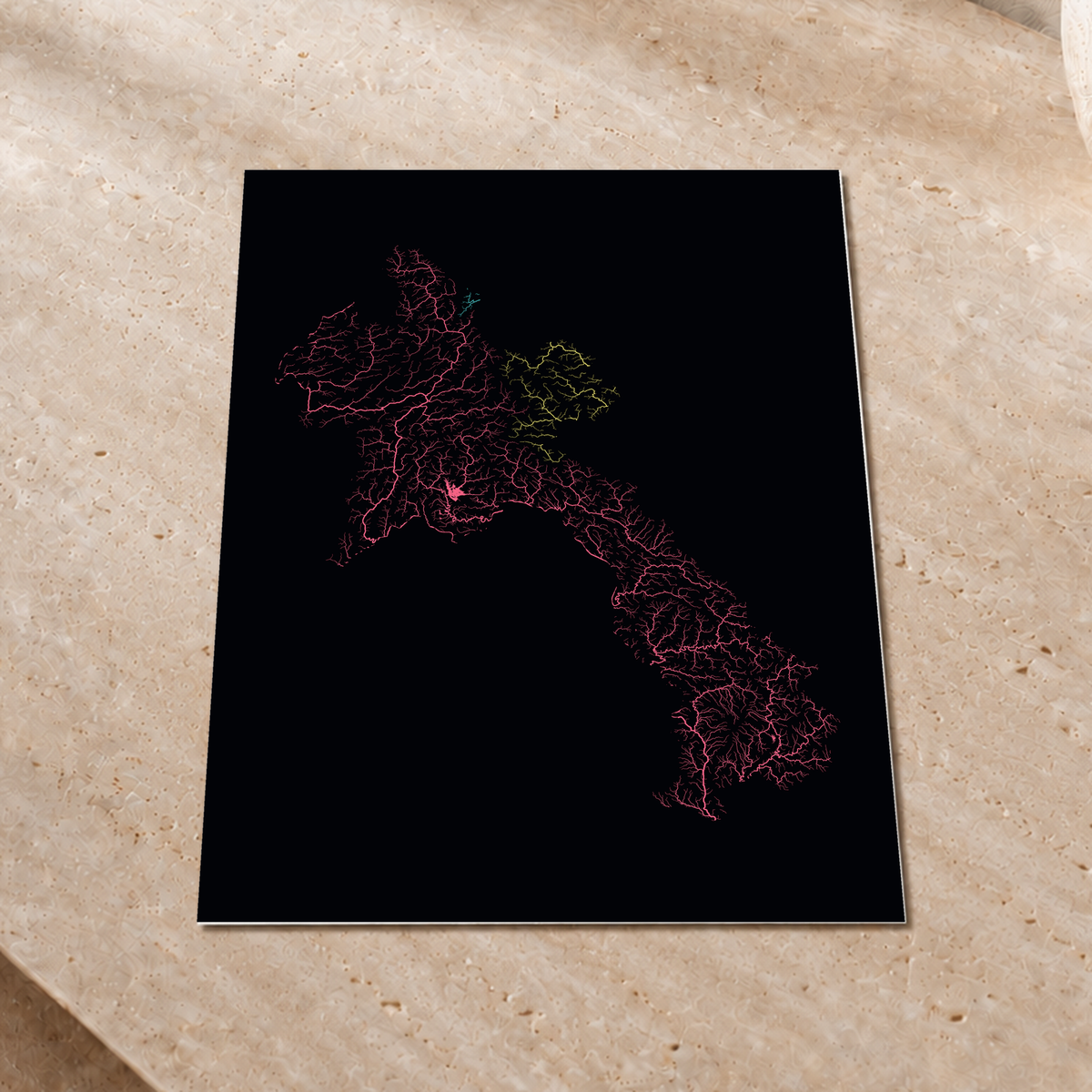 Beautiful Rivers — Laos — Neon por território, Impressão fine art · 30 × 40 cm, Sem margem