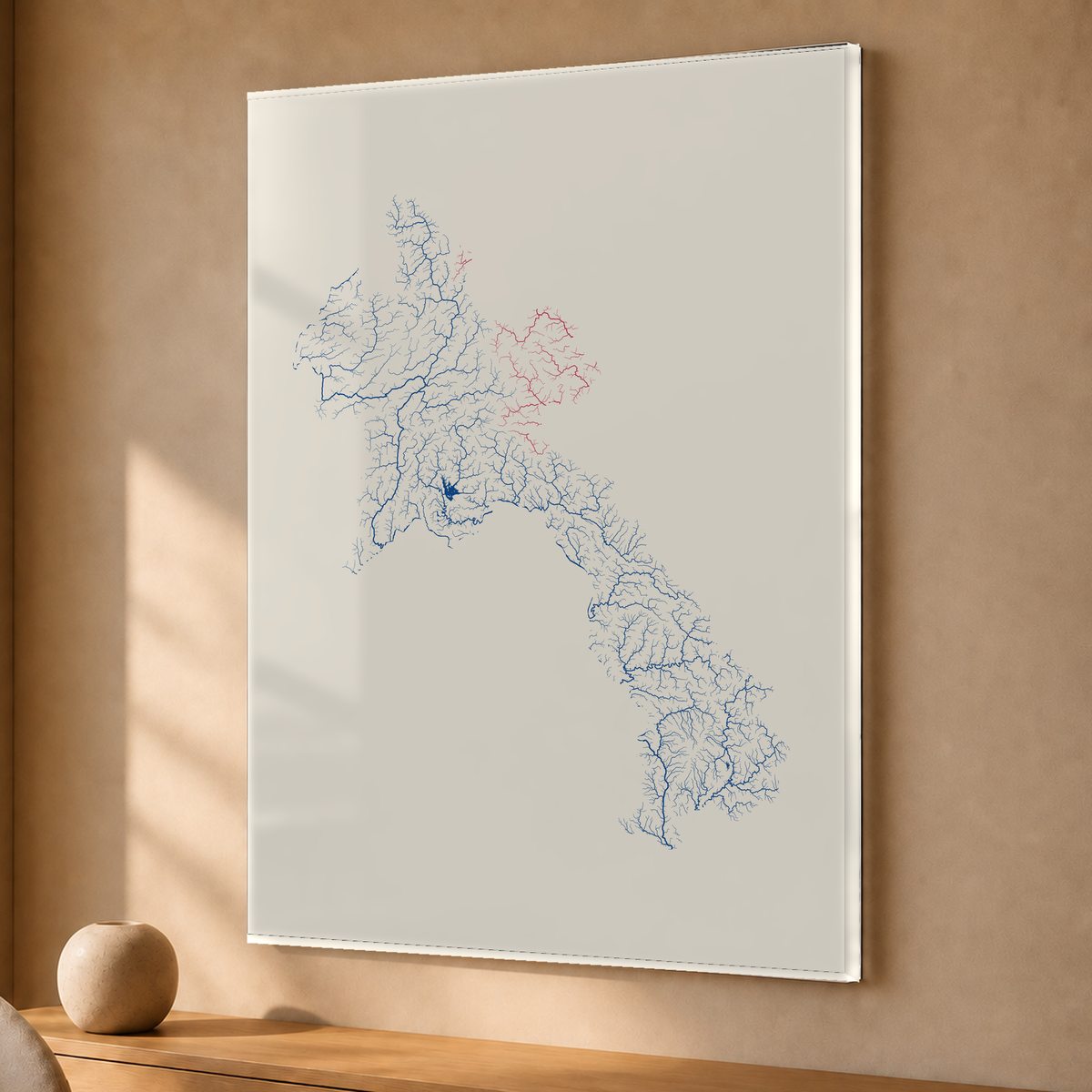 Beautiful Rivers — Laos — Risografia, Acrílico · 30 × 40 cm, Sem margem
