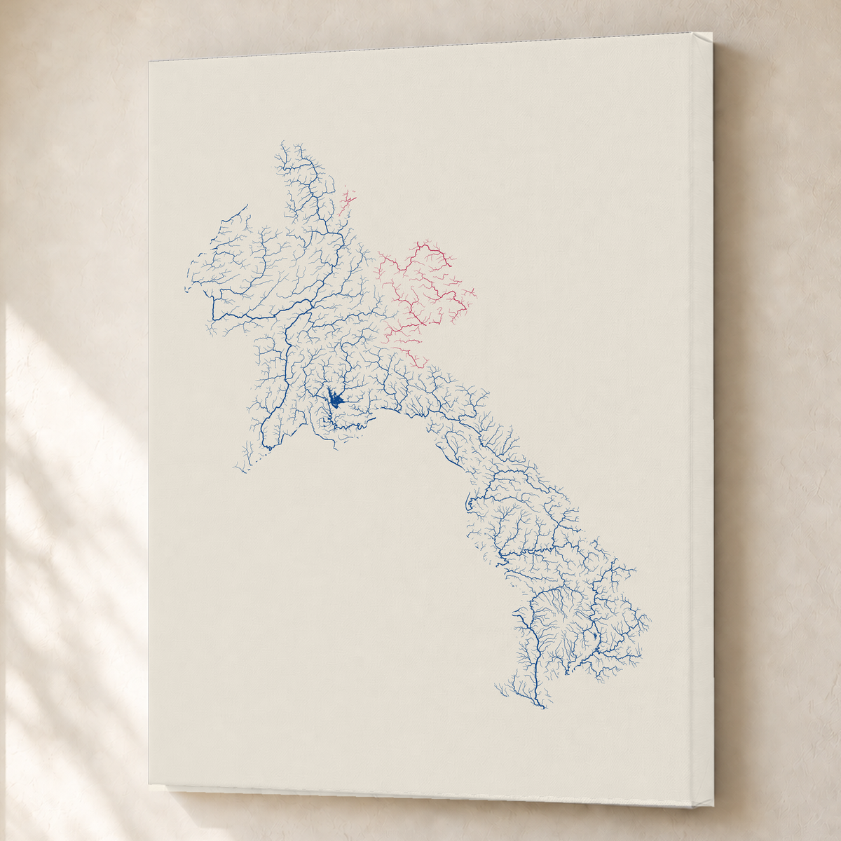 Beautiful Rivers — Laos — Risografia, Canvas · 60 × 80 cm, Sem margem