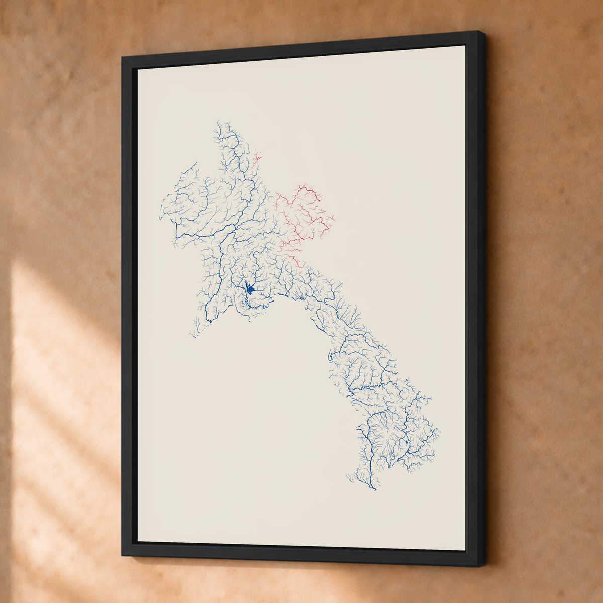 Beautiful Rivers — Laos — Risografia, Fine art emoldurado · 30 × 40 cm, Preto · Sem margem