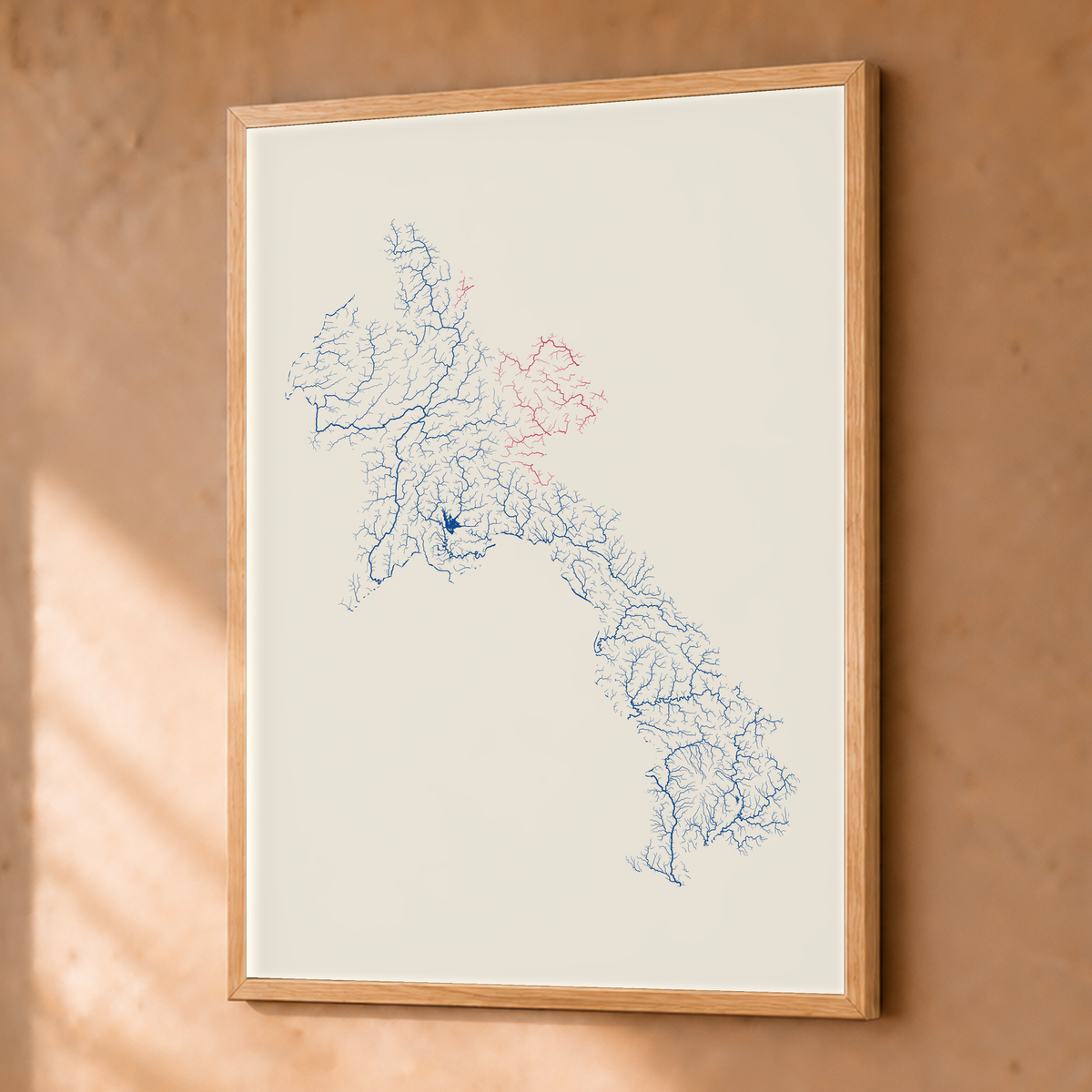 Beautiful Rivers — Laos — Risografia, Fine art emoldurado · 30 × 40 cm, Natural · Sem margem