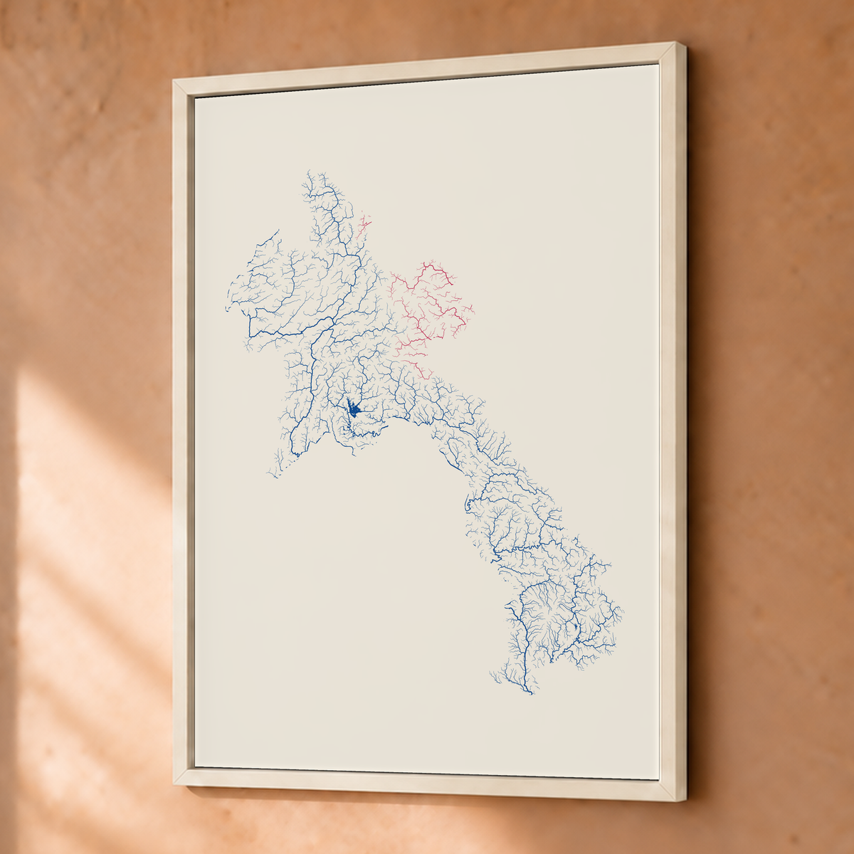 Beautiful Rivers — Laos — Risografia, Fine art emoldurado · 30 × 40 cm, Branco · Sem margem