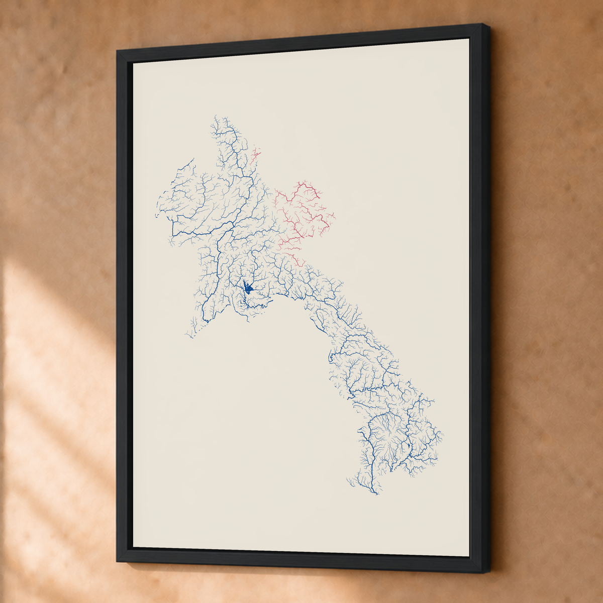Beautiful Rivers — Laos — Risografia, Fine art emoldurado · 45 × 60 cm, Preto · Sem margem