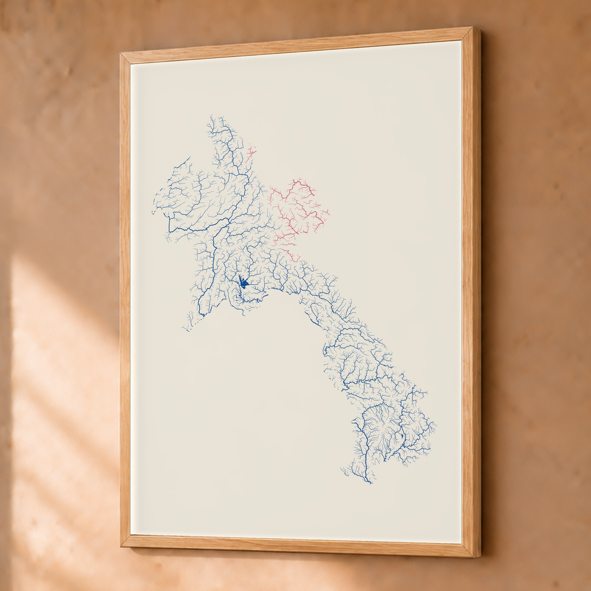 Beautiful Rivers — Laos — Risografia, Fine art emoldurado · 45 × 60 cm, Natural · Sem margem