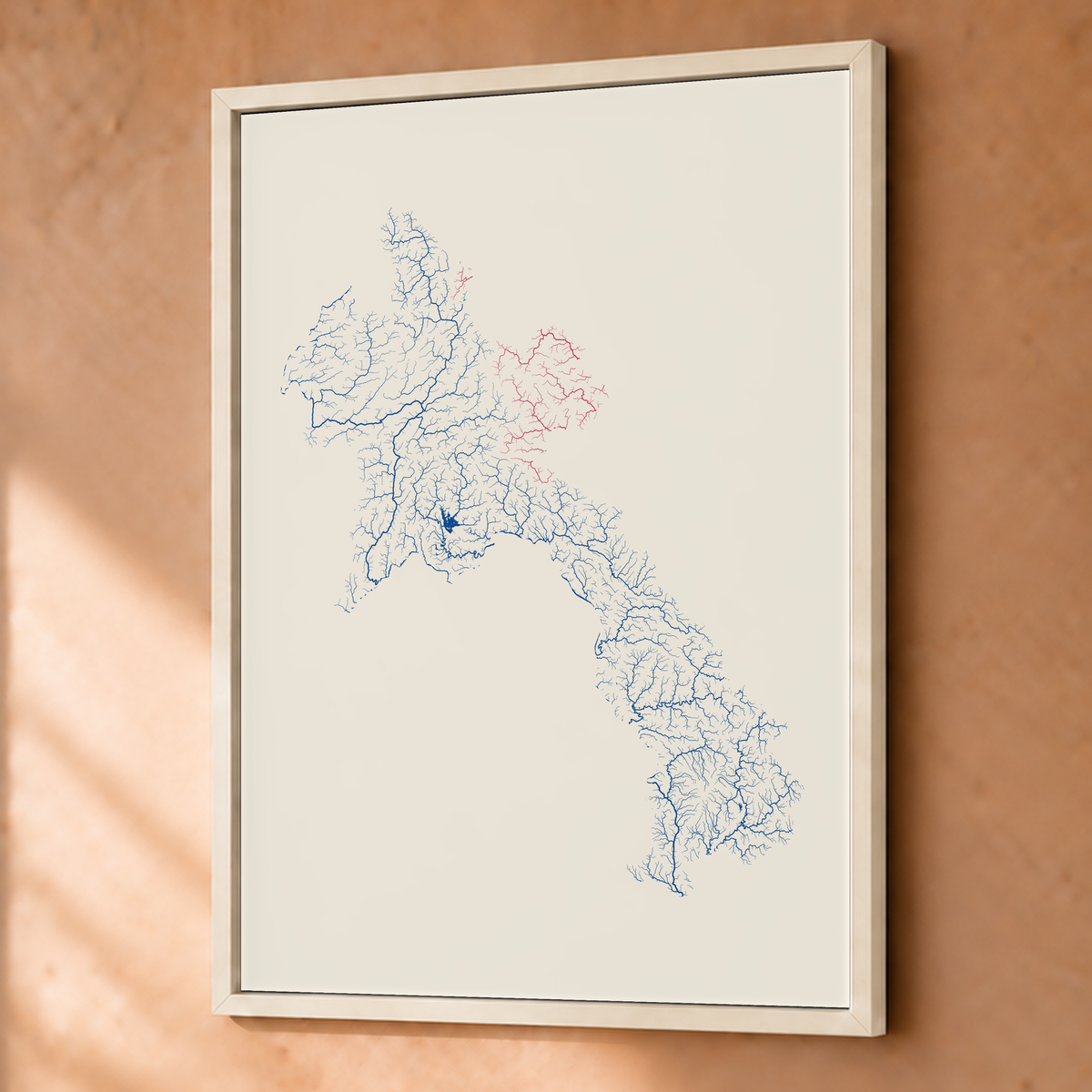 Beautiful Rivers — Laos — Risografia, Fine art emoldurado · 45 × 60 cm, Branco · Sem margem