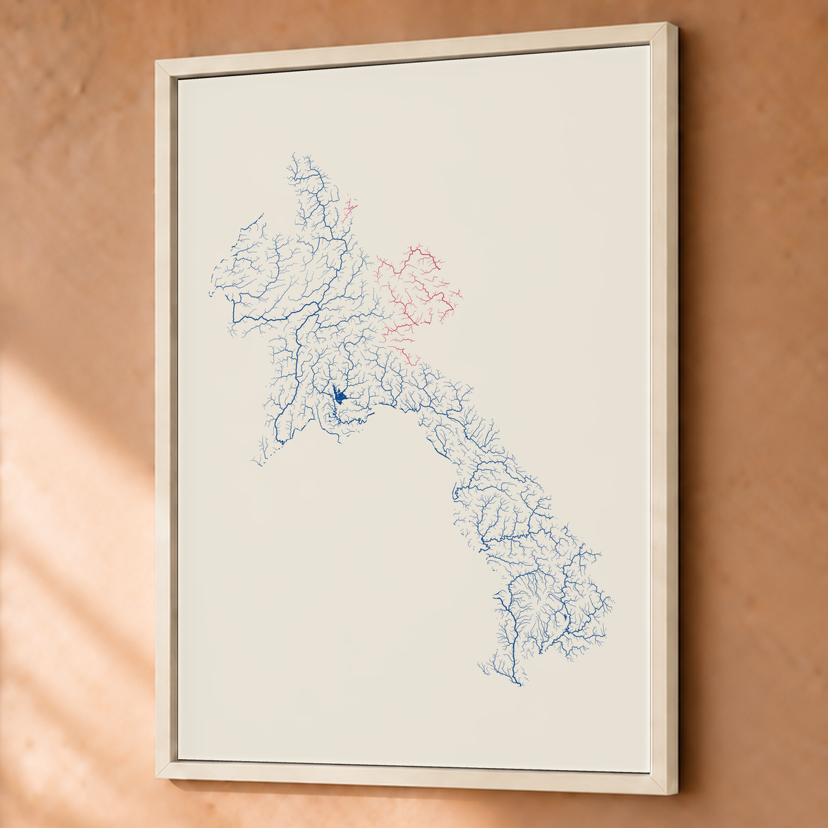 Beautiful Rivers — Laos — Risografia, Fine art emoldurado · 60 × 80 cm, Branco · Sem margem