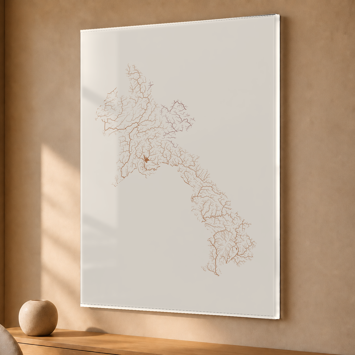 Beautiful Rivers — Laos — Terracota e areia, Acrílico · 30 × 40 cm, Sem margem