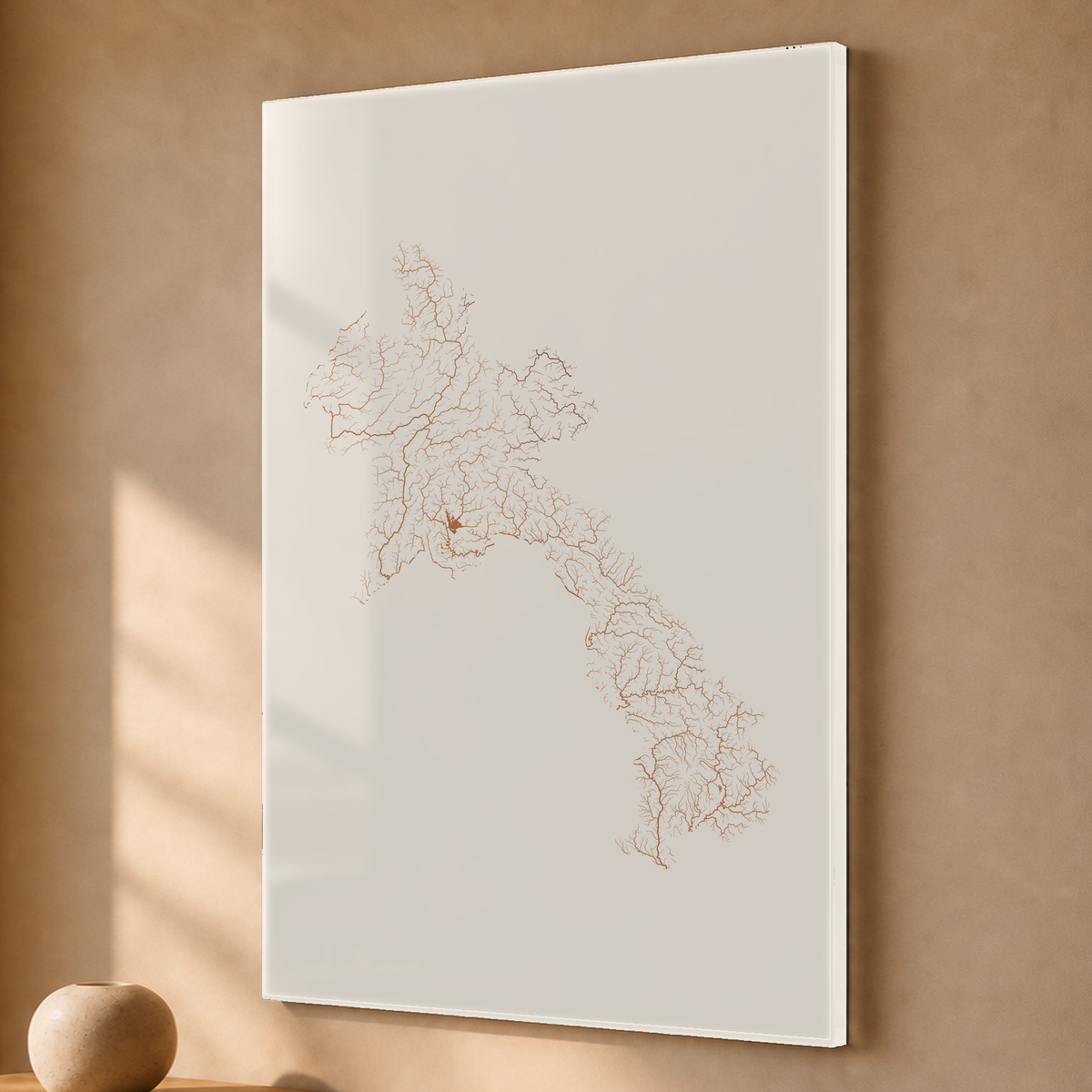 Beautiful Rivers — Laos — Terracota e areia, Acrílico · 40 × 60 cm, Sem margem