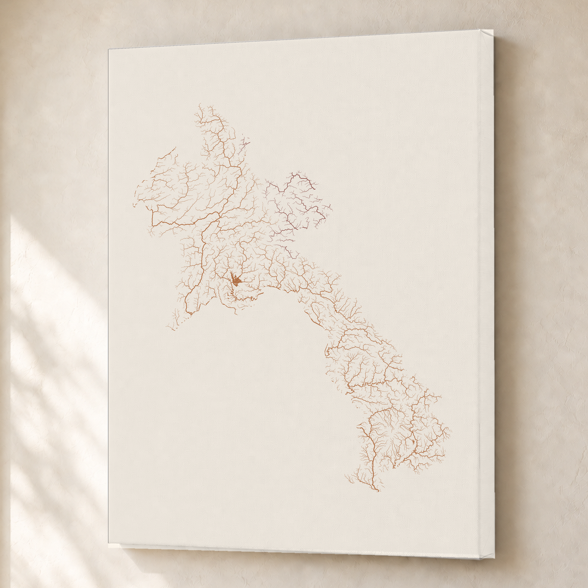 Beautiful Rivers — Laos — Terracota e areia, Canvas · 45 × 60 cm, Sem margem