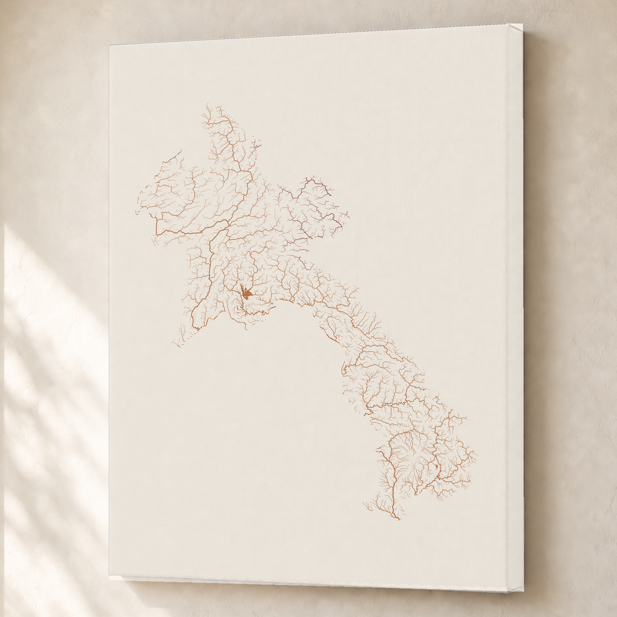 Beautiful Rivers — Laos — Terracota e areia, Canvas · 60 × 80 cm, Sem margem
