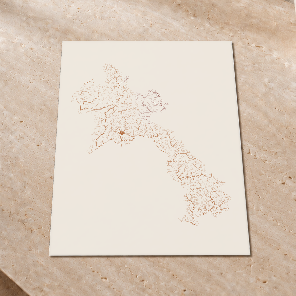 Beautiful Rivers — Laos — Terracota e areia, Impressão fine art · 60 × 80 cm, Sem margem