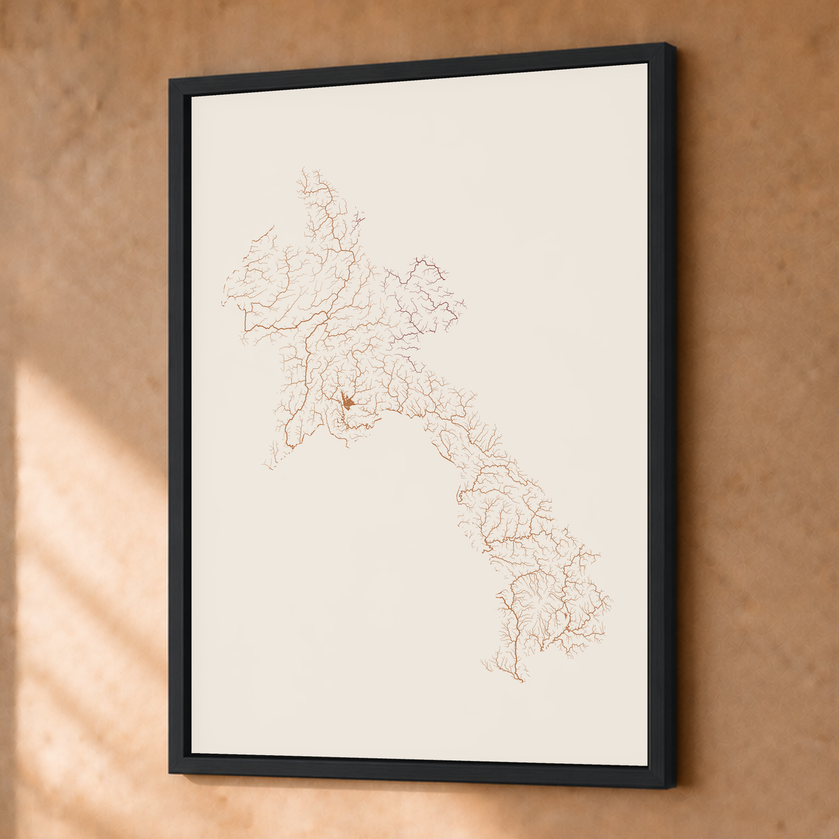 Beautiful Rivers — Laos — Terracota e areia, Fine art emoldurado · 30 × 40 cm, Preto · Sem margem