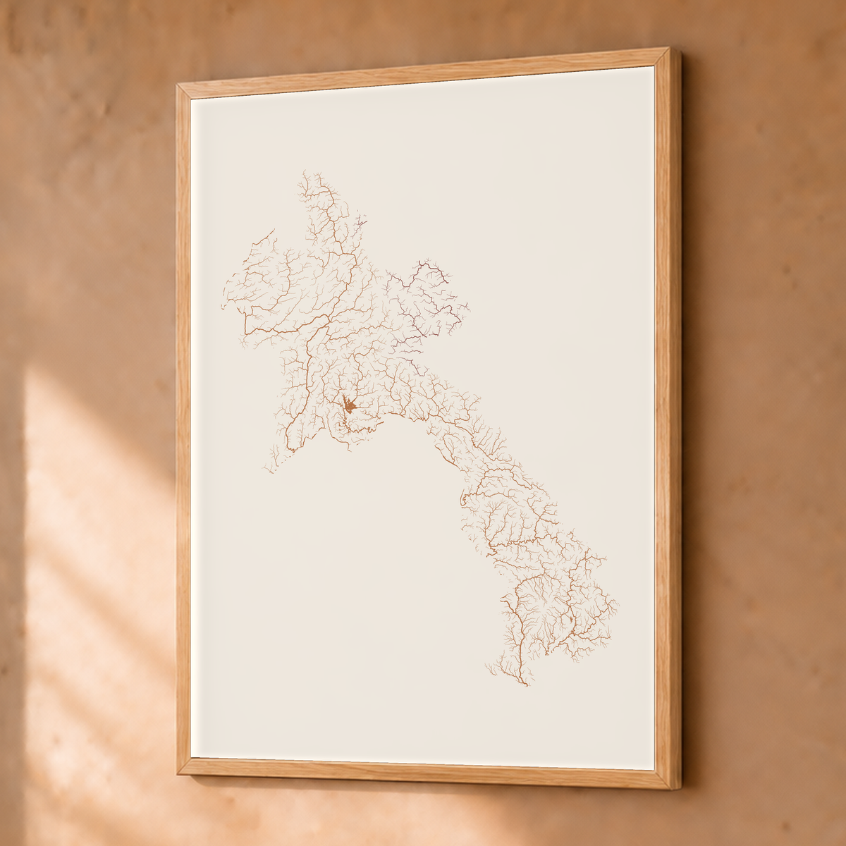 Beautiful Rivers — Laos — Terracota e areia, Fine art emoldurado · 30 × 40 cm, Natural · Sem margem