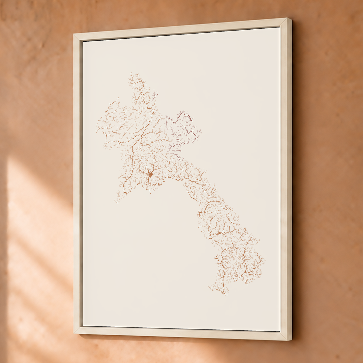 Beautiful Rivers — Laos — Terracota e areia, Fine art emoldurado · 30 × 40 cm, Branco · Sem margem