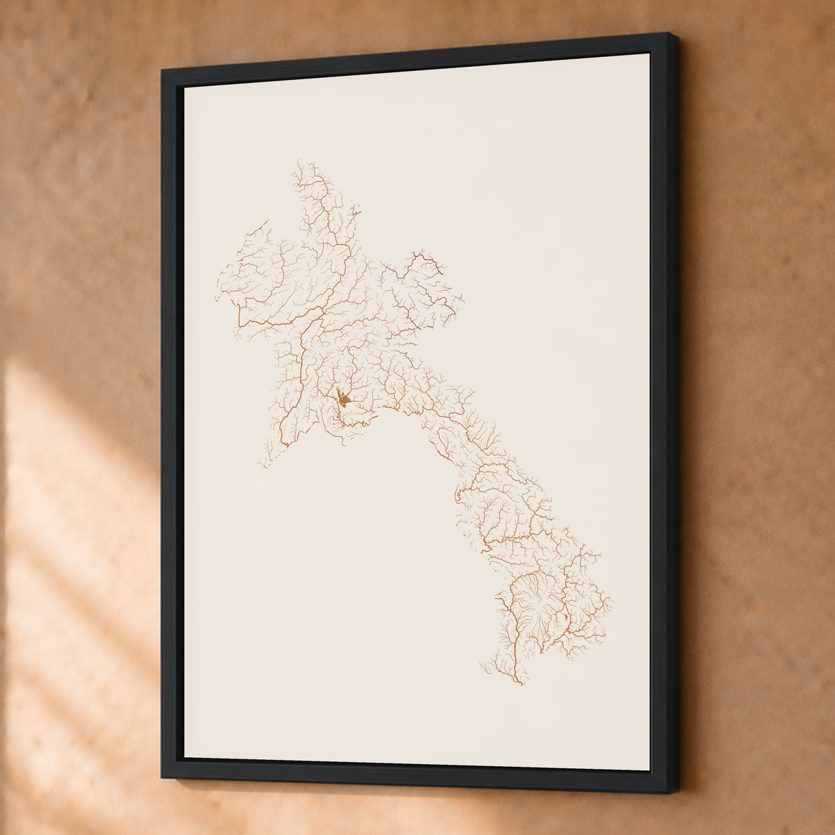 Beautiful Rivers — Laos — Terracota e areia, Fine art emoldurado · 45 × 60 cm, Preto · Sem margem