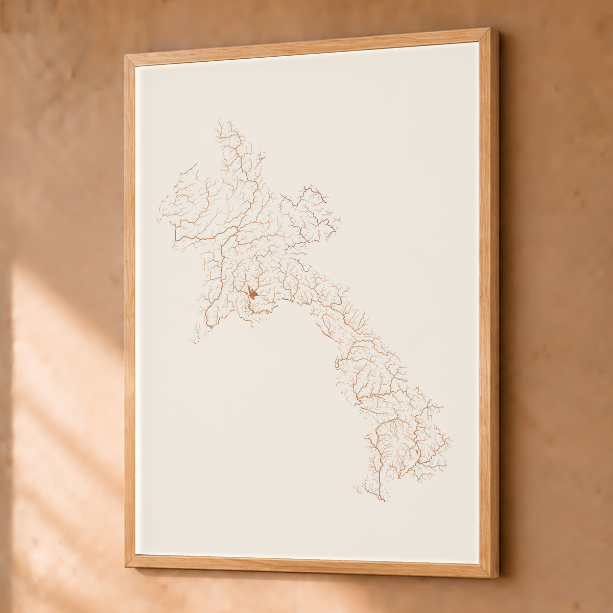 Beautiful Rivers — Laos — Terracota e areia, Fine art emoldurado · 45 × 60 cm, Natural · Sem margem