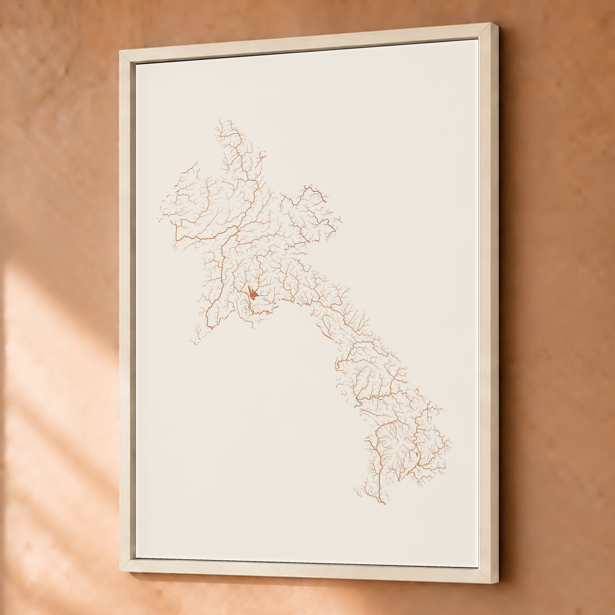 Beautiful Rivers — Laos — Terracota e areia, Fine art emoldurado · 45 × 60 cm, Branco · Sem margem