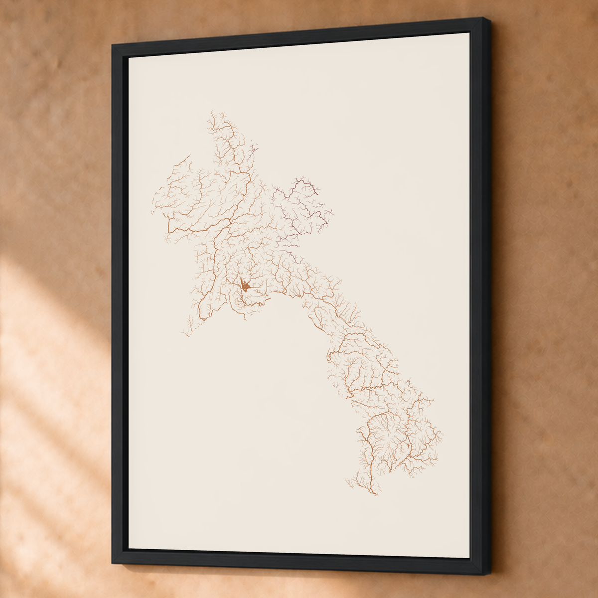 Beautiful Rivers — Laos — Terracota e areia, Fine art emoldurado · 60 × 80 cm, Preto · Sem margem