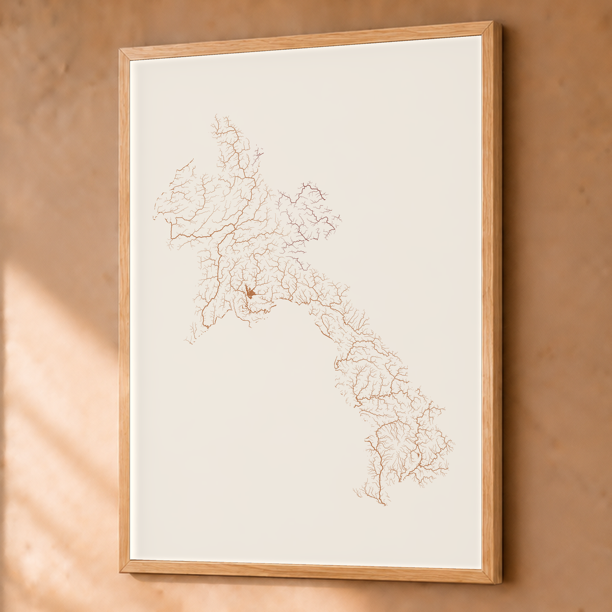 Beautiful Rivers — Laos — Terracota e areia, Fine art emoldurado · 60 × 80 cm, Natural · Sem margem