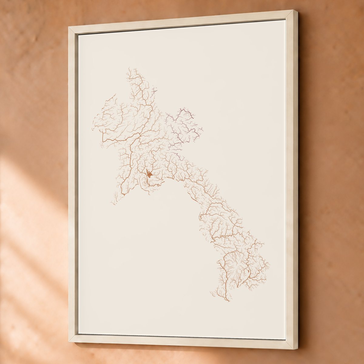 Beautiful Rivers — Laos — Terracota e areia, Fine art emoldurado · 60 × 80 cm, Branco · Sem margem