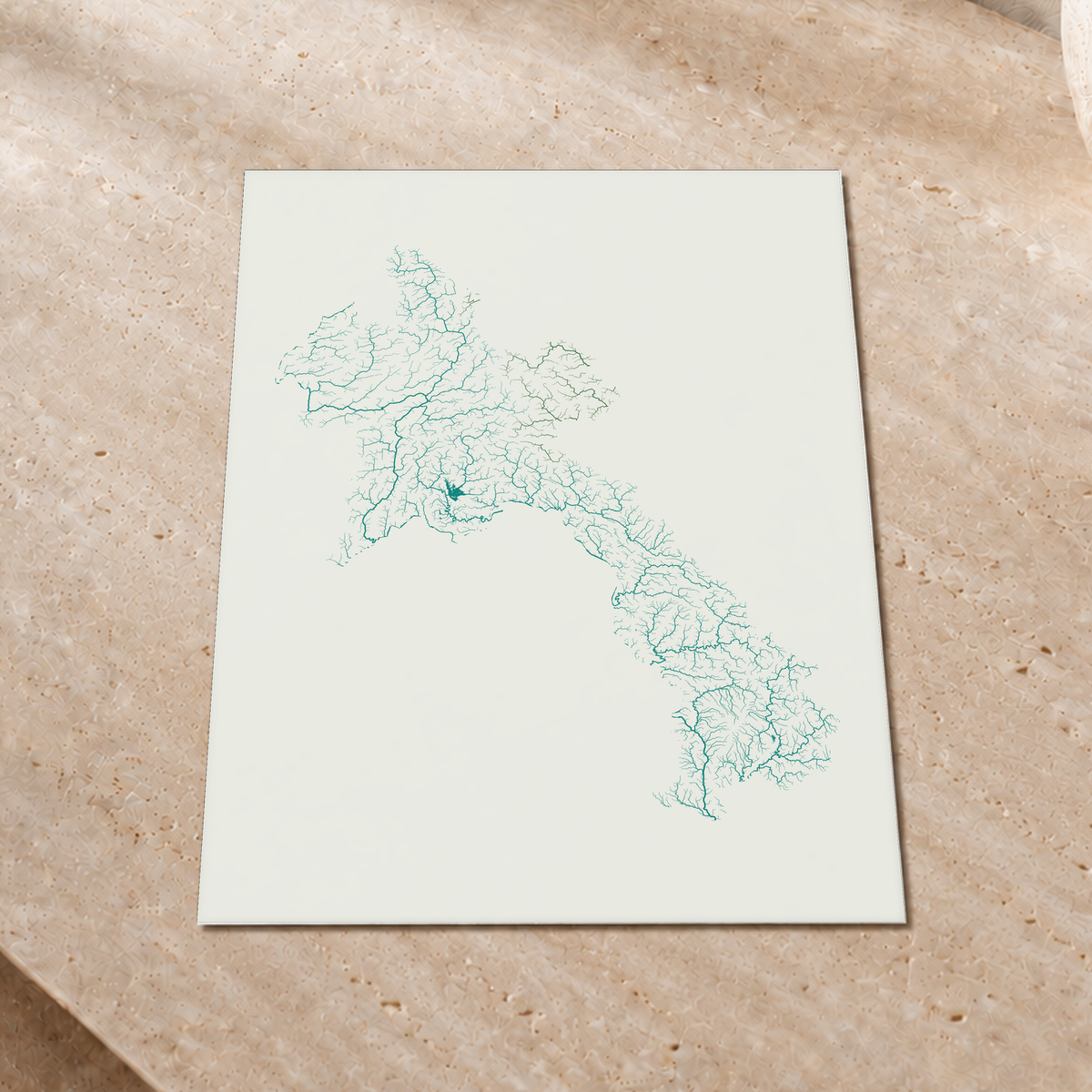 Beautiful Rivers — Laos — Verde jade e porcelana, Impressão fine art · 30 × 40 cm, Sem margem