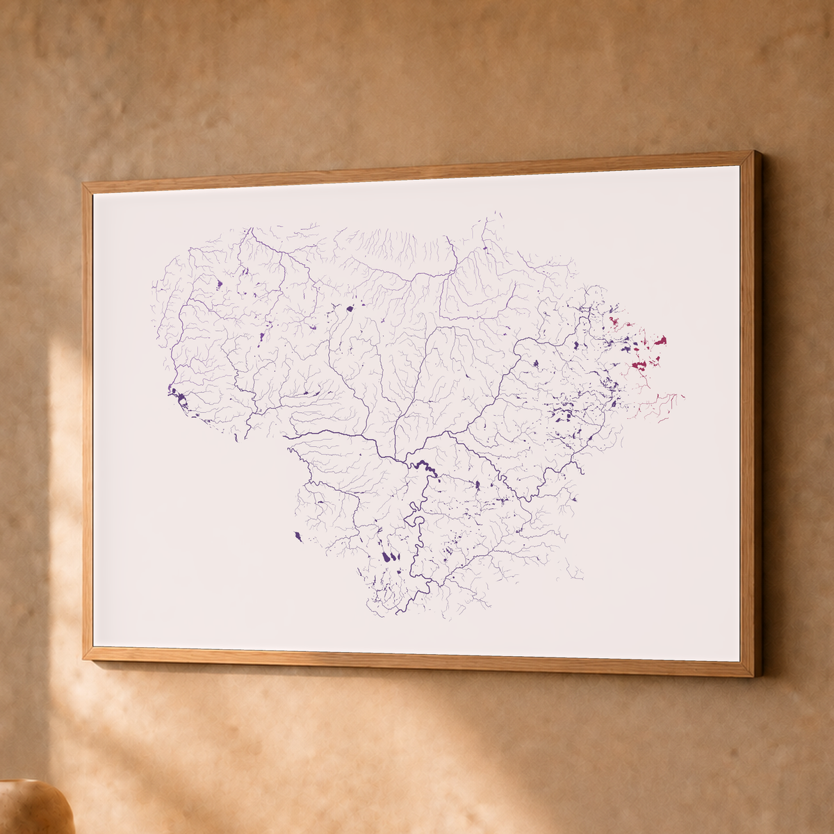 Beautiful Rivers — Lituânia — Ameixa e rosé, Fine art emoldurado · 30 × 40 cm, Natural · Sem margem